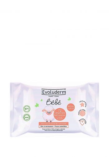 مناديل رطبة للأطفال  72 قطعة من ايفولوديرم Evoluderm Baby Wipes 