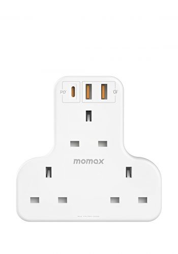 قابس + شاحن كهربائي 6 منافذ من موماكس Momax US6UKW ONEPLUG PD20W 2A1C 3-Position T-Socket ( 4686 ) 