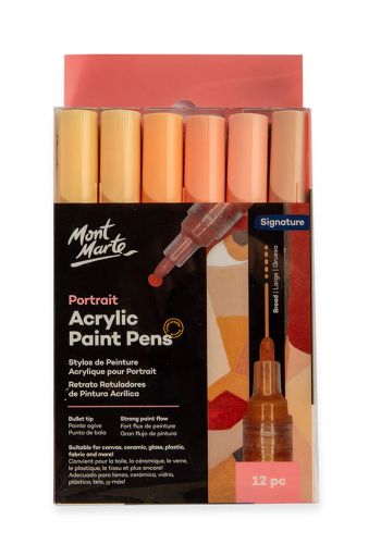 سيت الوان أكريليك 12 لون من مونت مارت Mont Marte Portrait Acrylic Paint Pens Set