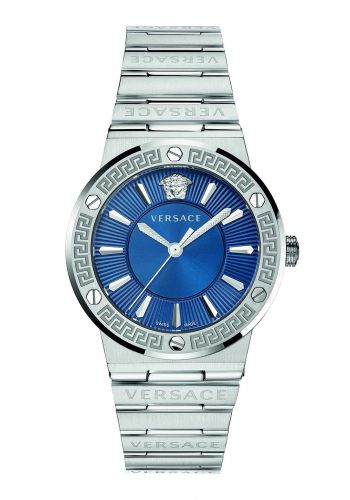 ساعة لكلا الجنسين 38 ملم بسوار ستانلس ستيل فضي اللون من فيرساتشي Versace VEVH00520 Greca Logo unisex Watch 