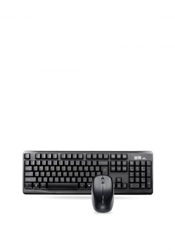 سيت كيبورد لاسلكي 105 حرف انكليزي فقط مع ماوس لاسلكي من اف دي FD 9100 2.4GHz Wireless Keyboard  (US English) + Mouse Suit - Black