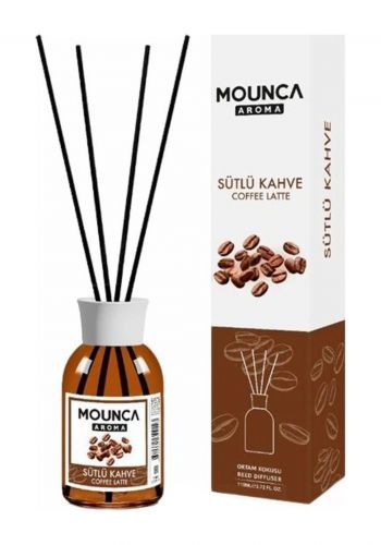 معطر جو مع عيدان برائحة قهوة لاتيه  110 مل من مونكا Mounca Reed Diffuser Coffee Latte  