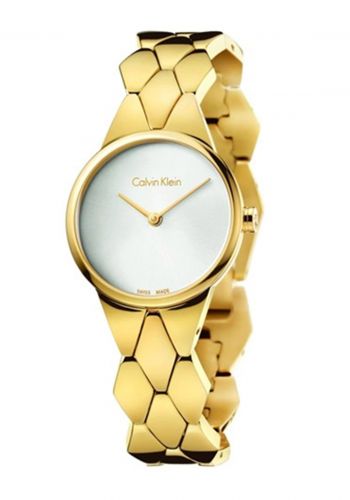 ساعة للنساء بسوار فولاذي ذهبي اللون من كالفن كلاين Calvin Klein K6E23546 Women's Watch 