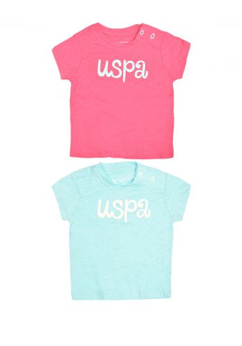 تيشيرت أطفال وردي وسمائي اللون قطعتين من US Polo