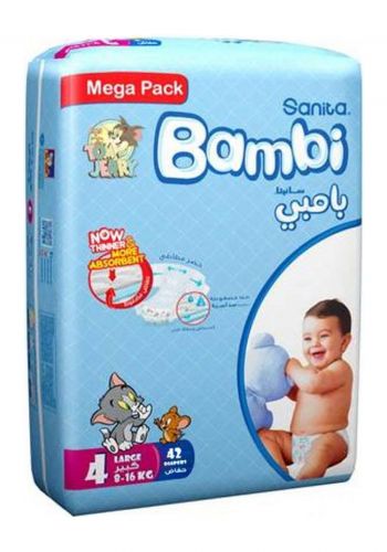 حفاضات اطفال بامبي قياس 4 (42 حفاضة) من سانيتا Sanita Bambi 4 Strtch Large  