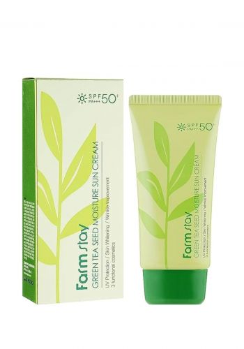 واقي شمس بخلاصة اوراق الشاي الاخضر من فارم ستاي 70 غرام Farm Stay Green Tea Seed Moisture Sun Cream (SPF50+ / PA+++) 
