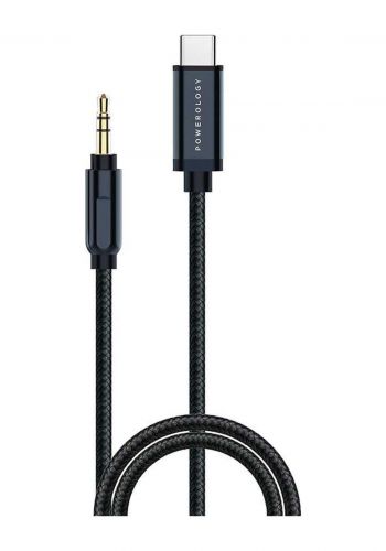كيبل يو اس بي-سي الى اوكس من باورلوجي Powerology Braided Audio Type-C to 3.5 mm AUX Cable 