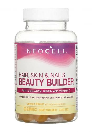 اقراص الكولاجين الجلاتينية بطعم الليمون 60 قطعة من نيوسيل Neocell Hair Skin And Nails Beauty Builder With Collagen