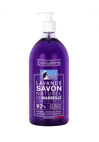 صابون سائل لليدين برائحة اللافندر 1000 مل من ايفولوديرم  Evoluderm Natural Liquid Marseille Soap   