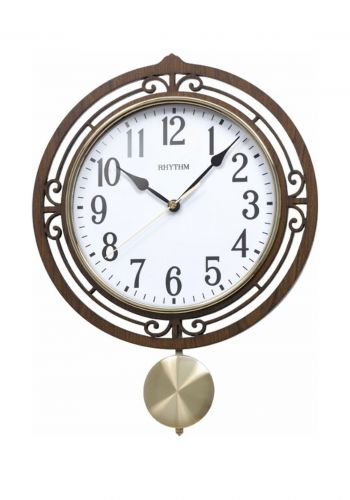 ساعة جدارية باللون البني من ريذيم Rhythm Wall Clock