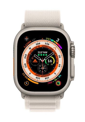ساعة ابل الذكية  الترا Apple MQFR3AE-A Watch Ultra GPS + Cellular, 49mm Starlight Alpine Loop - Medium
