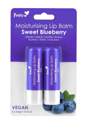 مرطب شفاه بنكهة التوت الازرق 2 قطعة من بريتي Pretty Moisturising Lip Balm - Blueberry 