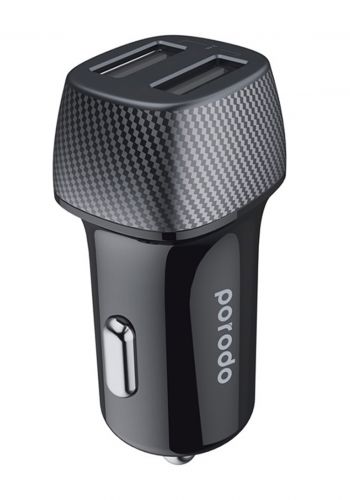 Porodo PD-34CCV2C-BK Dual Port Car Charger 3.4A With 0.9m  Type-c Cable -Black شاحن موبايل للسيارة من بورودو