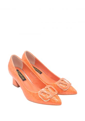 حذاء نسائي كعب 5 سم برتقالي اللون