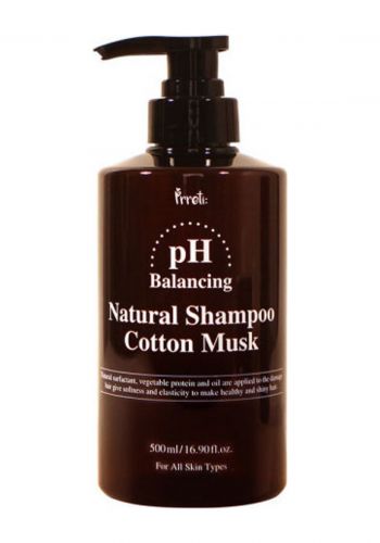 شامبو حمضي برائحة المسك والقطن 500 مل من بريتي Prreti PH Balancing Natural Shampoo, Cotton Musk