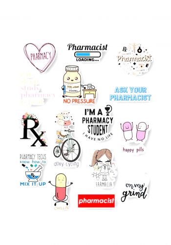 مجموعة ملصقات بشكل تخصص الصيدلة pharmacist stickers collection 