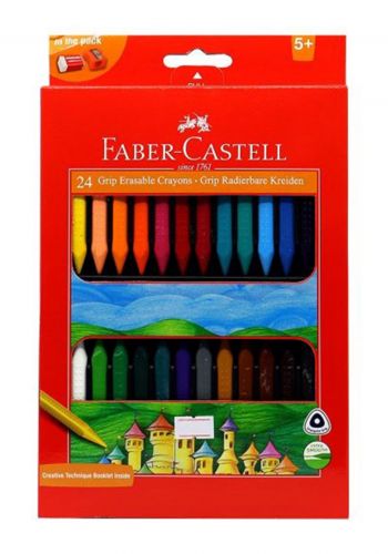 أقلام تلوين قابلة للمسح  24 لون من فابر كاستل Faber-Castell( 122924) Grip Erasable Crayons