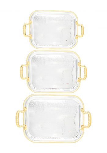 سيت صواني تقديم  3 قطع من ريفال ذهبي وفضي اللون  865-02