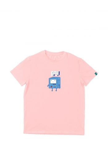 تيشيرت لكلا الجنسين وردي بطبعة بيمو من بيتا  Beta T-Shirt