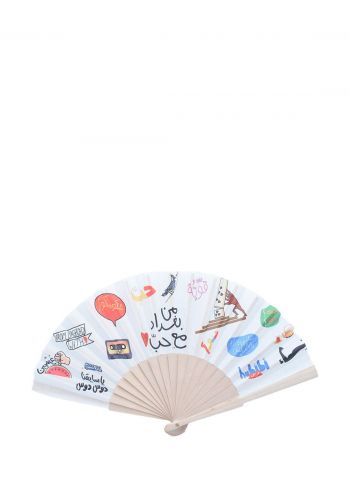 مروحة يدوية برسومات تراثية من هيلي Hili Hand Fan