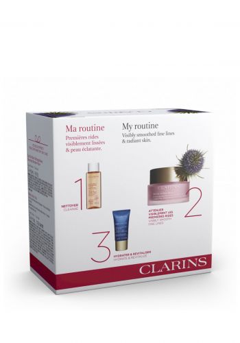 Clarins Essential Care ماء ميسيلار للوجه 50 مل + كريم نهاري وكريم ليلي 15 مل مرطب من كلارنس