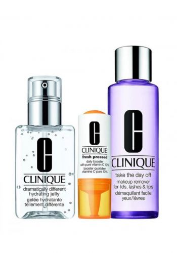 مجموعة ترطيب البشرة من كلينيك CLINIQUE 3 IN 1 Dramatically Different Set (GEL + MAKE UP REMOVER + VIT C)