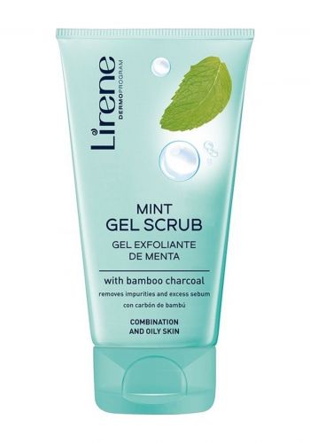 جل مقشر للوجه بالنعناع مع فحم الخيزران للبشرة الدهنية الى المختلطة 150 مل من ليرين  Lirene Mint Gel Scrub Gel Exfoliante De Menta