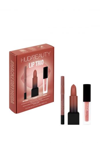 سيت احمر ومحدد شفاه من هدى بيوتي The Ultimate Lip Trio Set - Bombshell