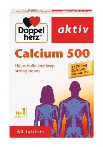 مكمل الكالسيوم الغذائي 60 قرص من دوبلهيرز DoppelHerz Calcium 500