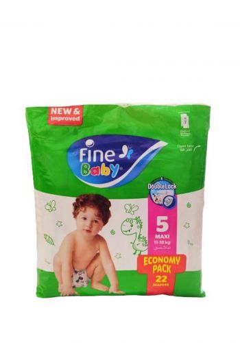 حفاظات اطفال اقتصادية 22 قطعة رقم 5 من فاين بيبي  Fine Baby Diapers 11-18 kg