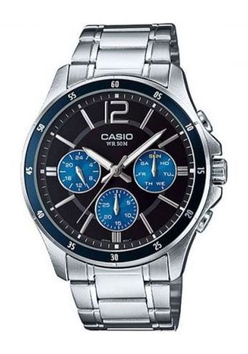 ساعة يد رجالية باللون الفضي من كاسيو Casio MTP-1374D-2AV Men's Wrist Watch