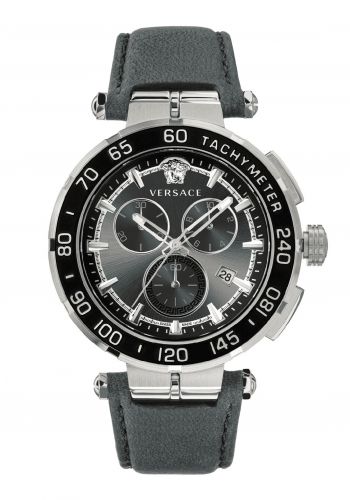 ساعة رجالية 45 ملم بسوار جلد من فيرساتشي Versace VEPM00120 Grecachrono Mens Watch