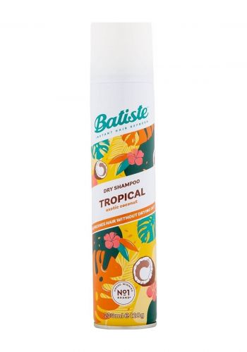 شامبو جاف برائحة جوز الهند الاستوائي 200 مل من باتيست Batiste Dry Shampoo Tropical Exotic Coconut Refreshes Hair Without Drying Out