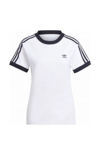 تيشيرت نسائي ابيض اللون من اديداس Adidas Adicolor Classics Slim 3-Stripes T-shirt