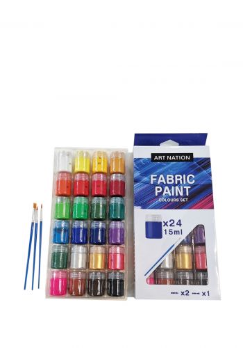 سيت الوان رسم على الاقمشة 15x24 مل مع فرشاة رسم من ارت نيشن Art Nation Fabric Paint Colors Set