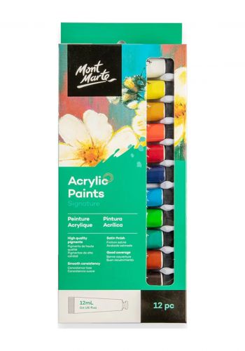 سيت الوان أكريليك 12 قطعة × 12 مل من مونت مارت Mont Marte PMHS0026 Acrylic Paints Signature