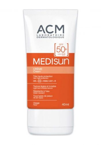 كريم واقي شمس وكريم اساس لجميع انواع البشرة 40 مل من اي سي ام Acm Medisun Sunscream SPF 50 