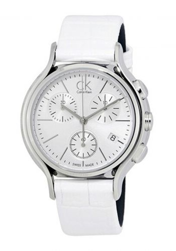 ساعة للنساء بسوار جلدي ابيض اللون من كالفن كلاين Calvin Klein K2U291L6 Women's Watch 