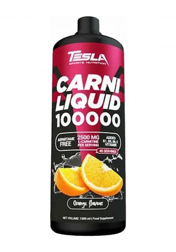 مكمل غذائي بنكهة البرتقال 1000 مل من تيسلا Tesla Carni Liquid 100000 Food Supplement - Orange