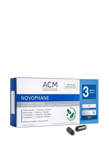 مكمل غذائي لتقوية الشعر والاظافر 180 كبسولة من اي سي ام ACM Novophane Supplement Capsules