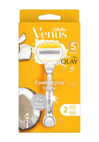 شفرات حلاقة نسائية من فينوس جيليت -2قطعتين Venus Comfortglide Coconut Razor with 2 Blade-Orange