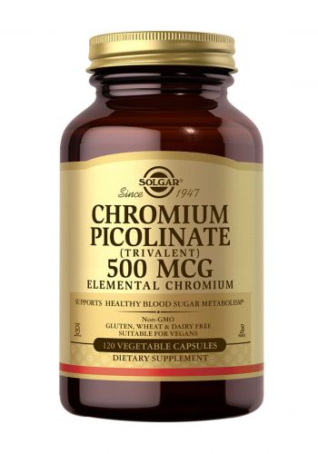 مكمل غذائي 120 كبسولة من سولجار Solgar Chromium Picolinate 500 mcg Dietary Supplement
