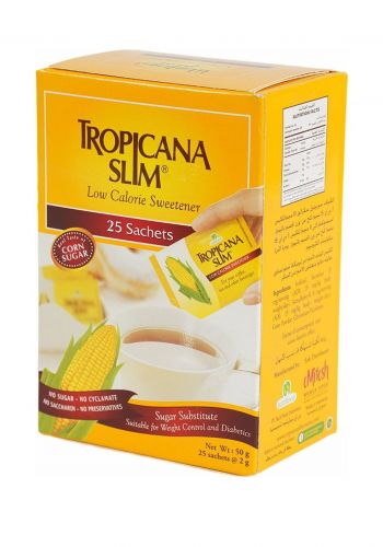 محلي قليل السعرات الحرارية 25 مغلف * 2 غم من تروبيكانا سلم Tropicana Slim Low Calorie Sweetener