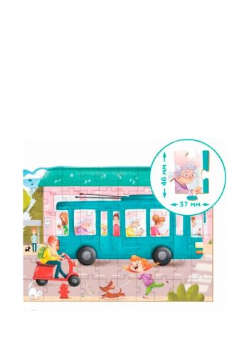 لعبة بازل للاطفال بتصميم في ترولي باص 60 قطعة من دودو Dodo Puzzle In A Trolleybus