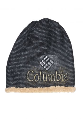 قبعة شتوية باللون اسود مخطط ابيض  لكلا الجنسين بشعار كولومبيا