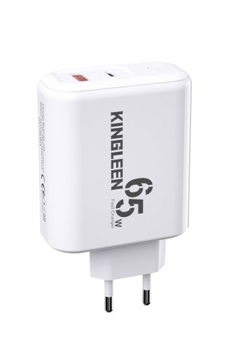 شاحنة جدارية بمنفذين 18 + 65 واط  Kingleen e65E 18W + 65W Fast Charger 