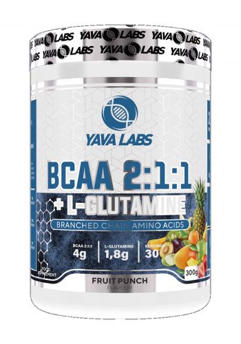 Yava Labs BCAA 2:1:1 Fruit Punch Food Supplement مكمل غذائي بنكهة الفاكهة 300 غرام من يافا لابس
