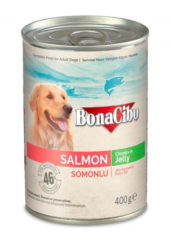طعام رطب للكلاب البالغة بالسلمون  400 غم من بوناسيبو BonaCibo Canned Salmon Wet Food 