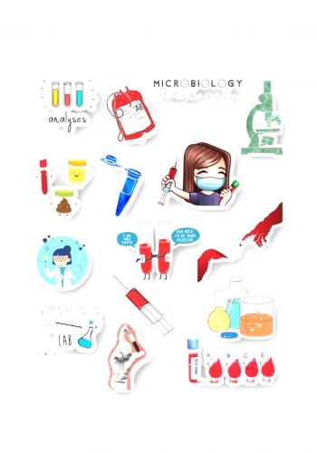 مجموعة ملصقات بشكل تخصص تحليلات طبية medical analysis stickers collection 
