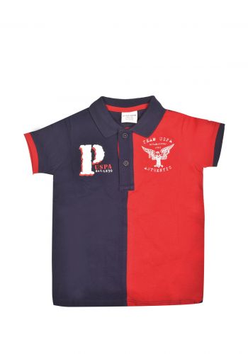 تيشيرت ولادي احمر ونيلي اللون من US Polo